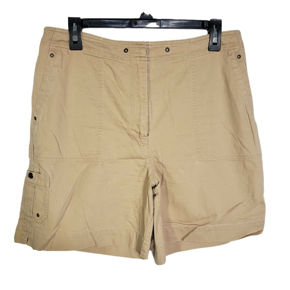 Lauren Ralph Lauren Womens Shorts 10 Beige Cargo Pockets Flat Front 100% Cotton